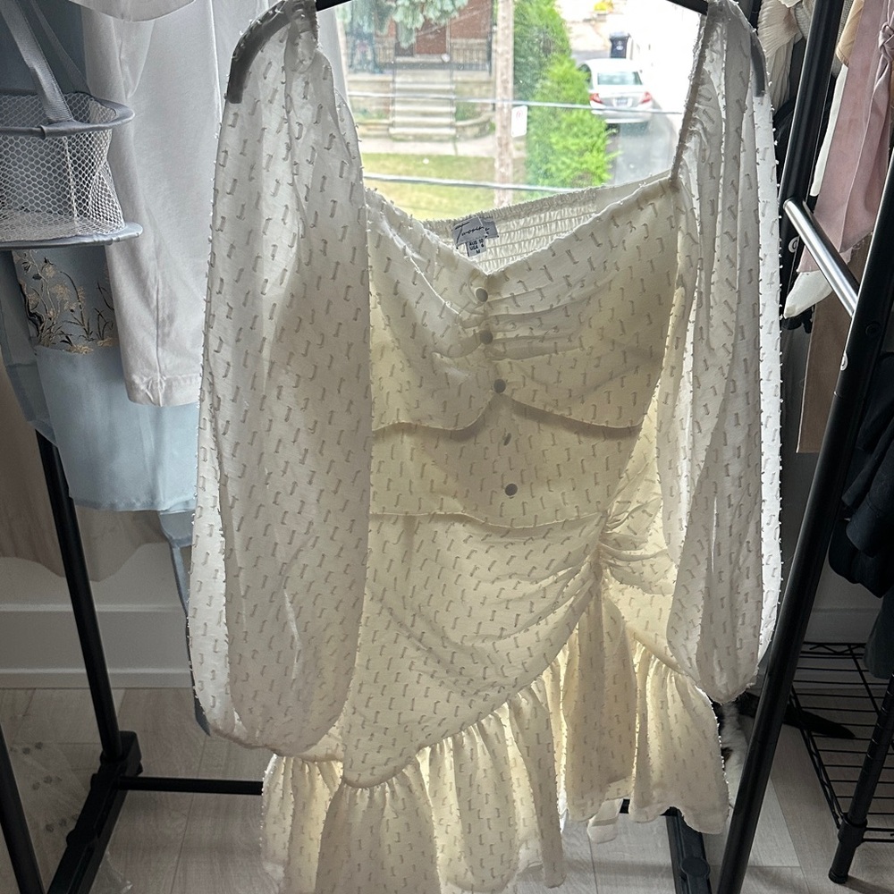 Elegant Cream Sheer Dress